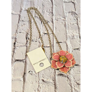 Coldwater Creek Pinkish Orange Flower Necklace Longer Length NwT